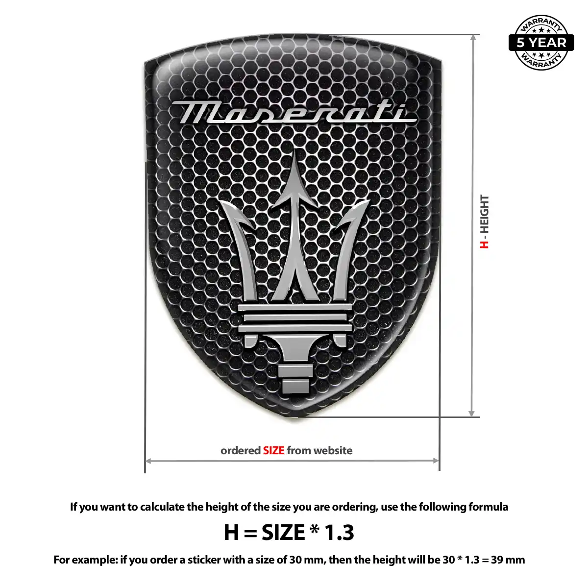 Maserati 3D Logo Sticker Superior Craft