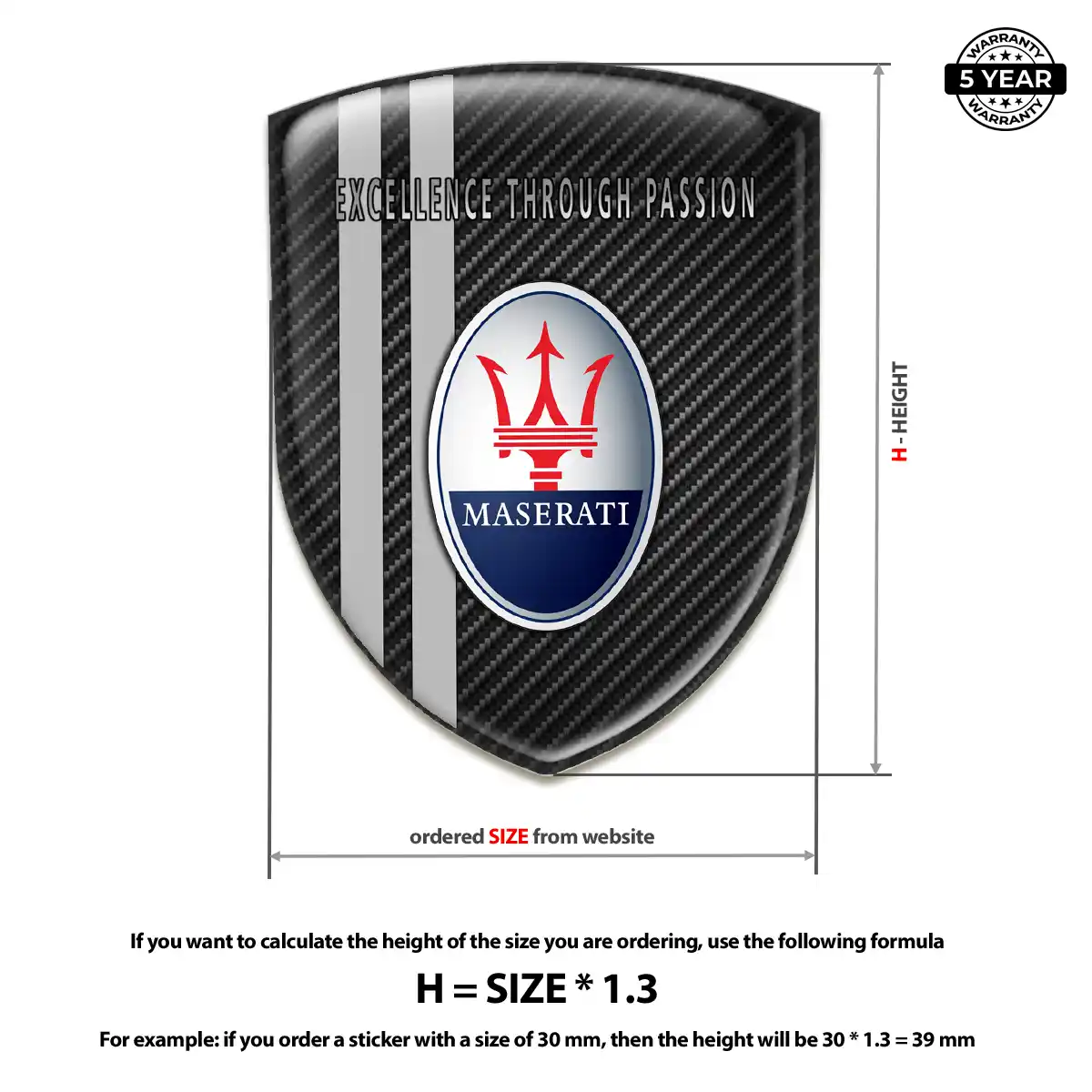 Maserati 3D Resin Sticker Elite Finish