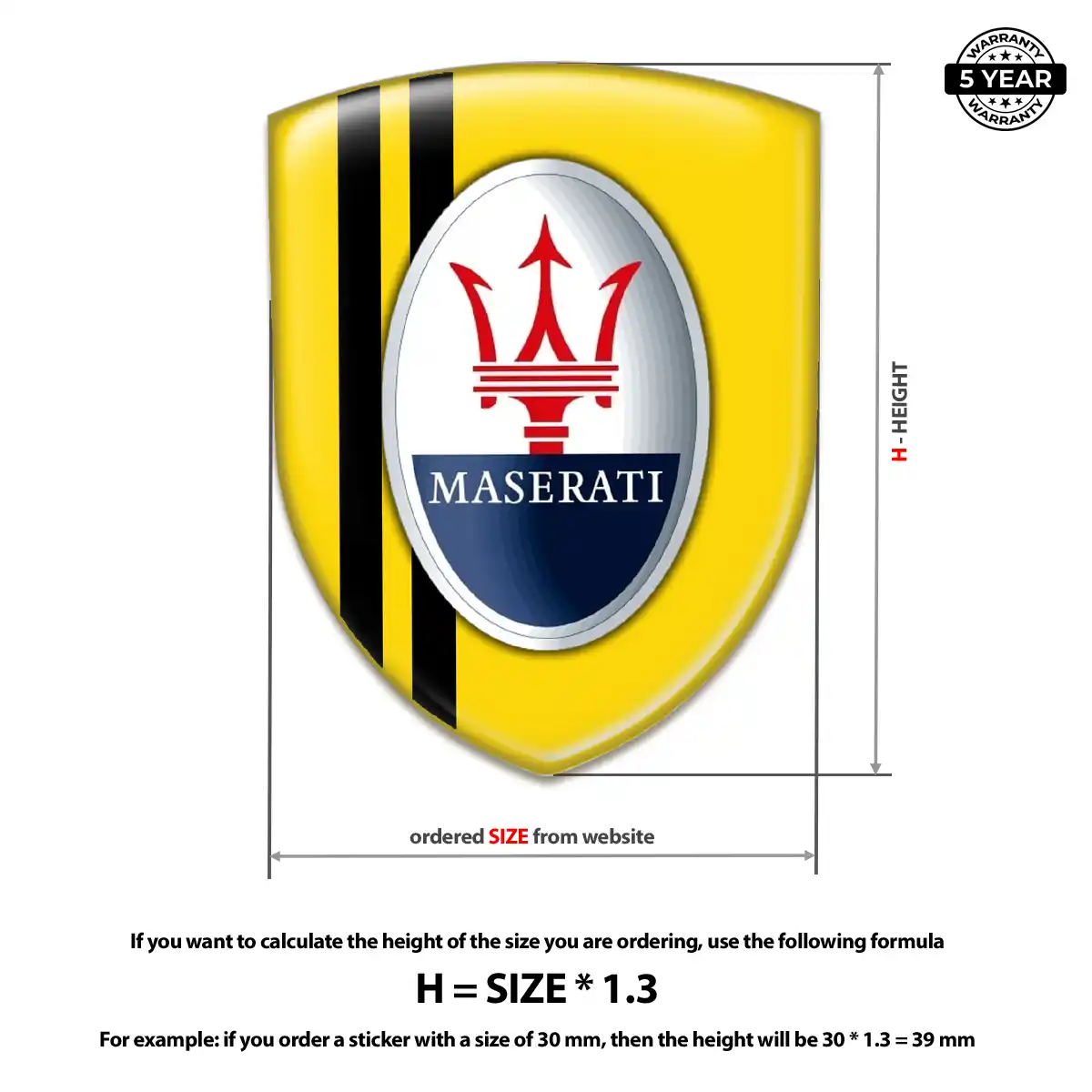 Maserati 3D Resin Sticker Refined Design