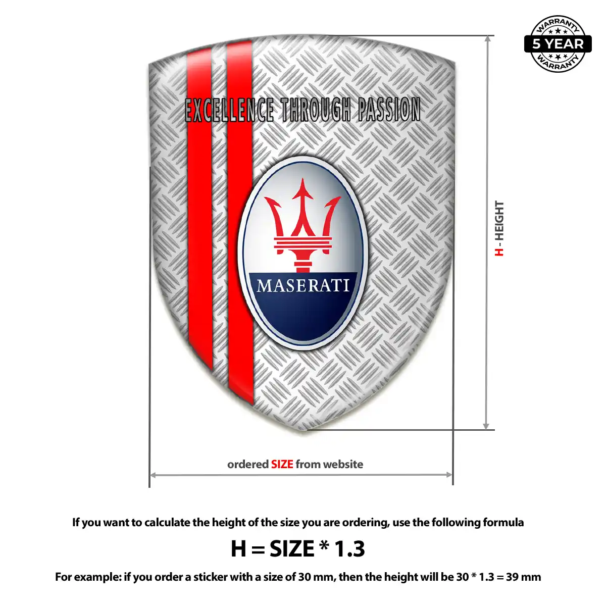 Maserati 3D Resin Sticker Sleek Style