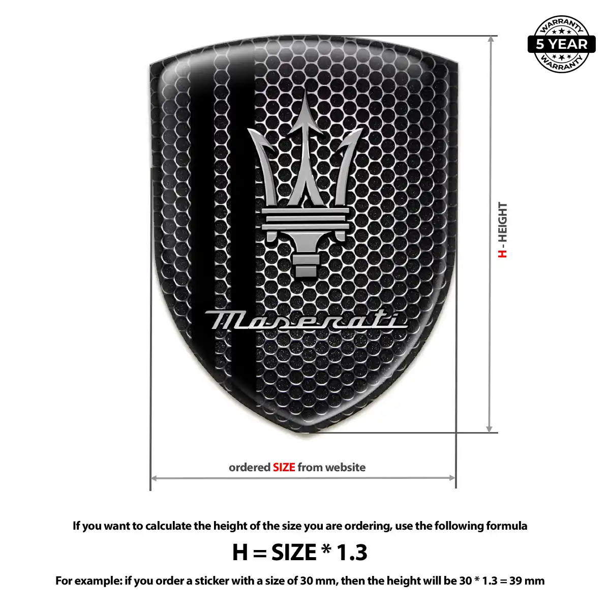 Maserati Automotive Resin Decal Refined Design