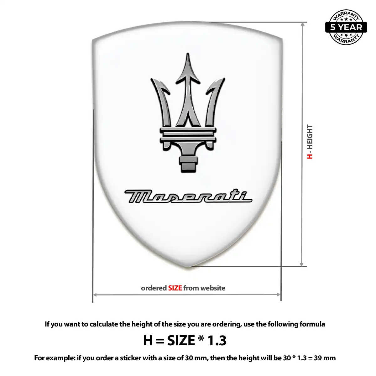 Maserati Car Badge Sticker Elite Finish