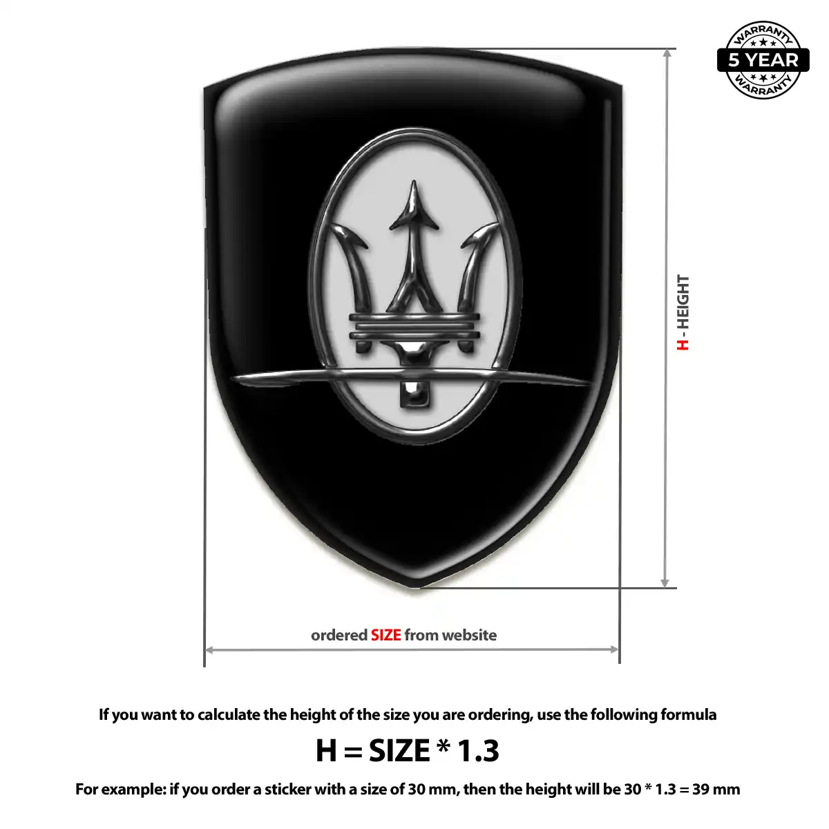 Maserati Car Emblem Decal Elite Finish