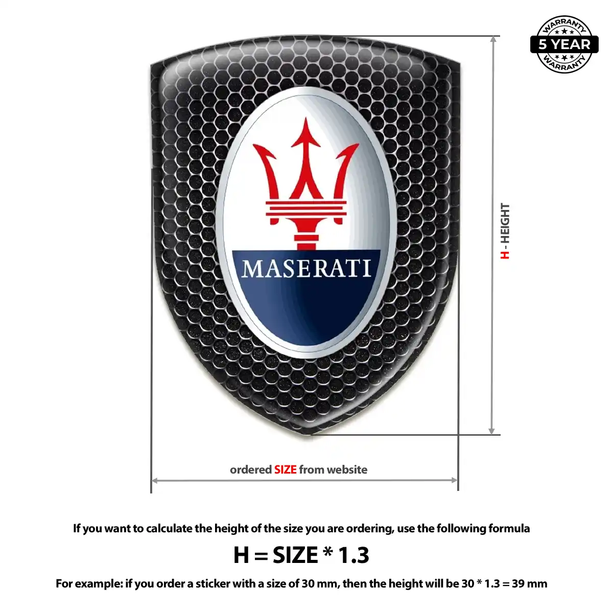 Maserati Car Emblem Overlay Elite Finish