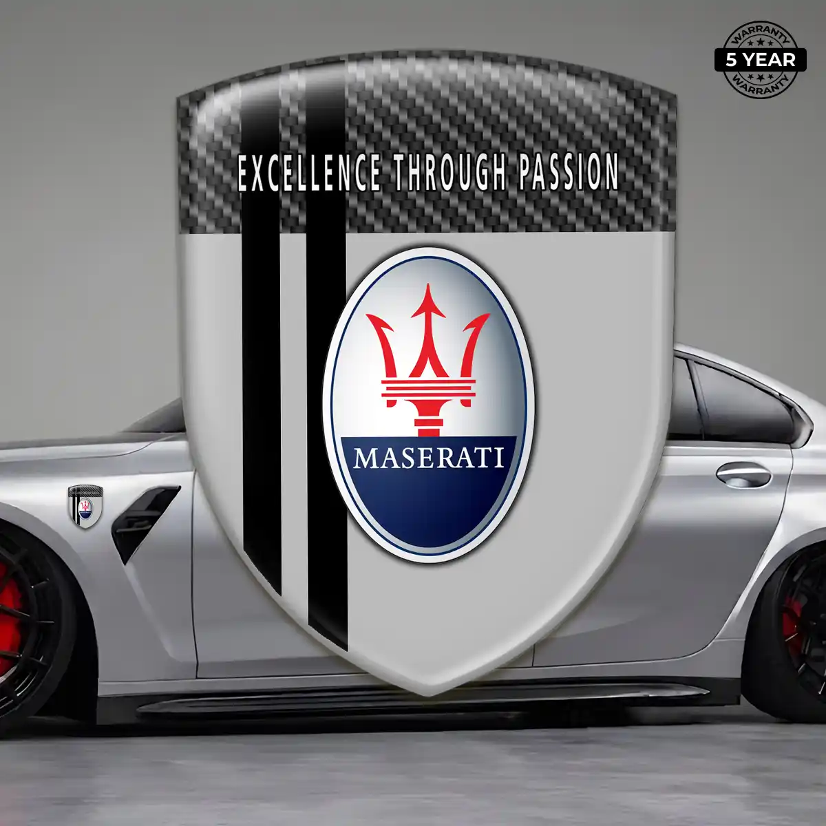 Maserati Car Emblem Overlay Refined Design