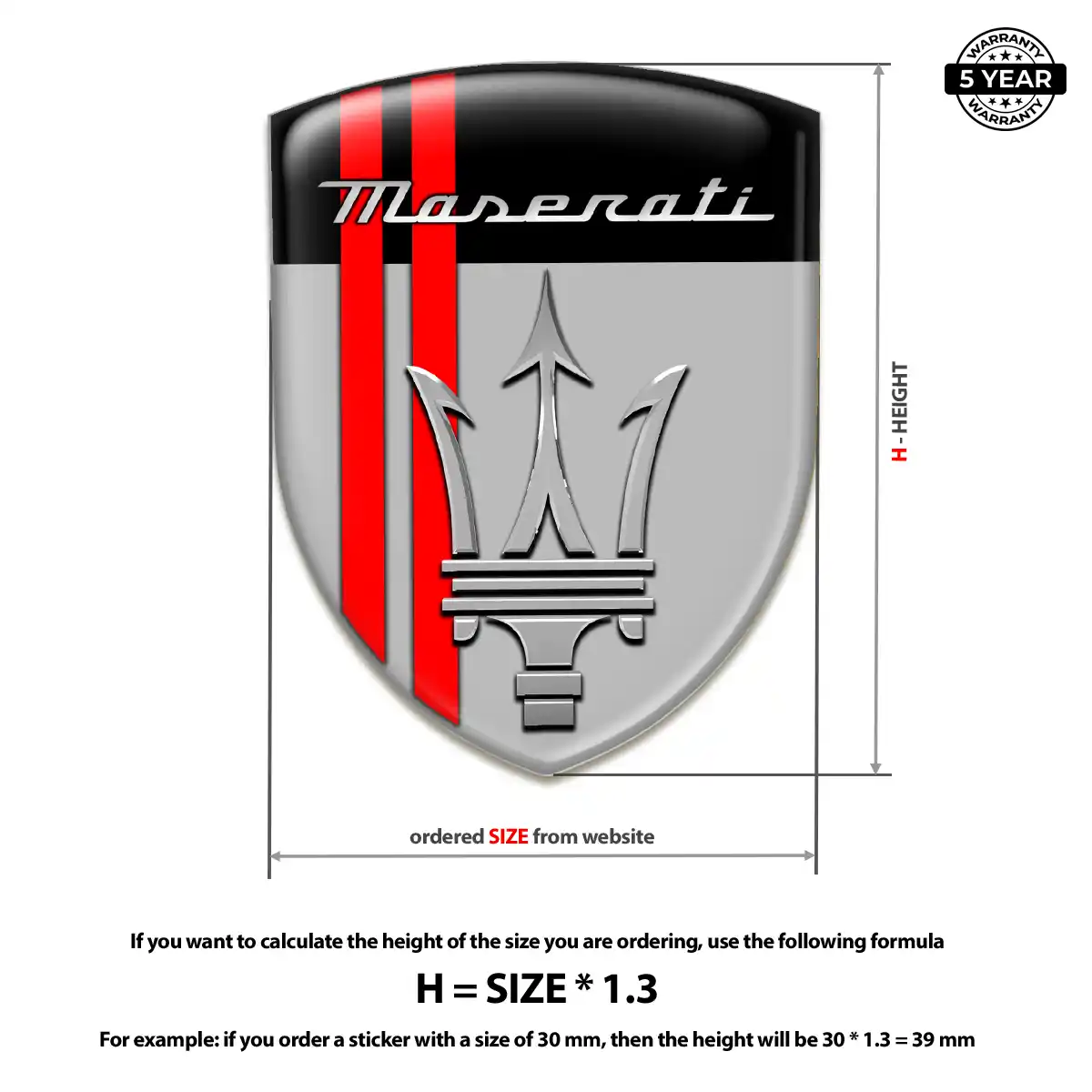 Maserati Car Emblem Sticker Elite Finish