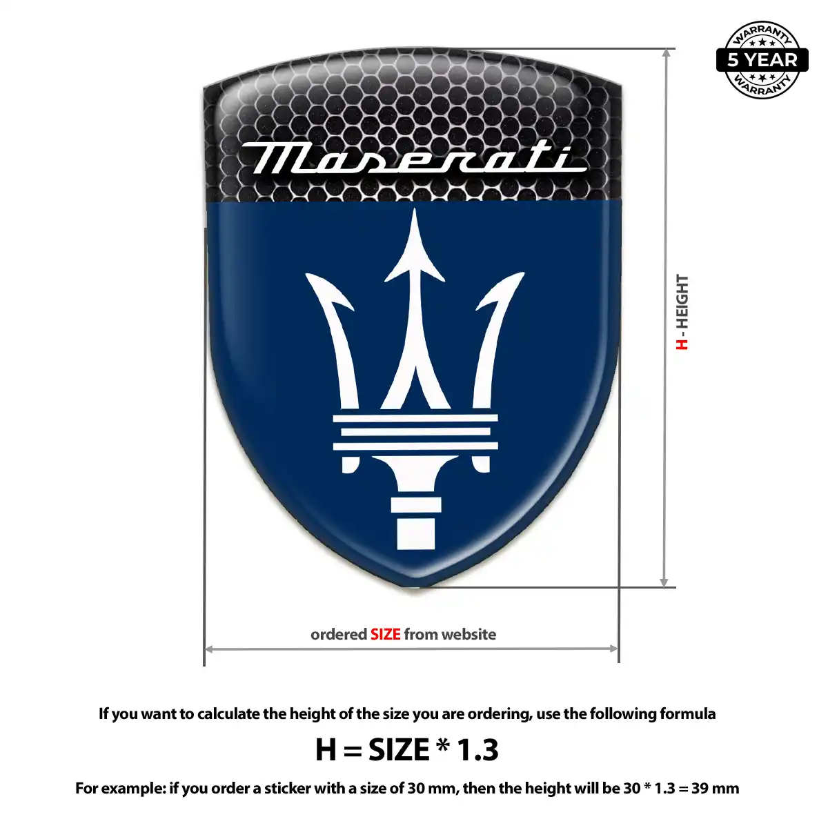 Maserati Domed Badge Elite Finish