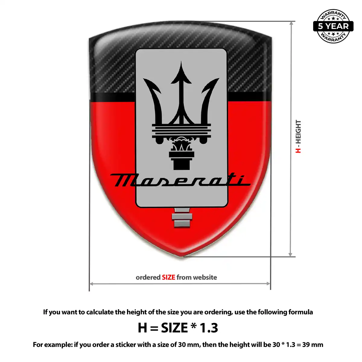 Maserati Domed Car Sticker Elite Finish