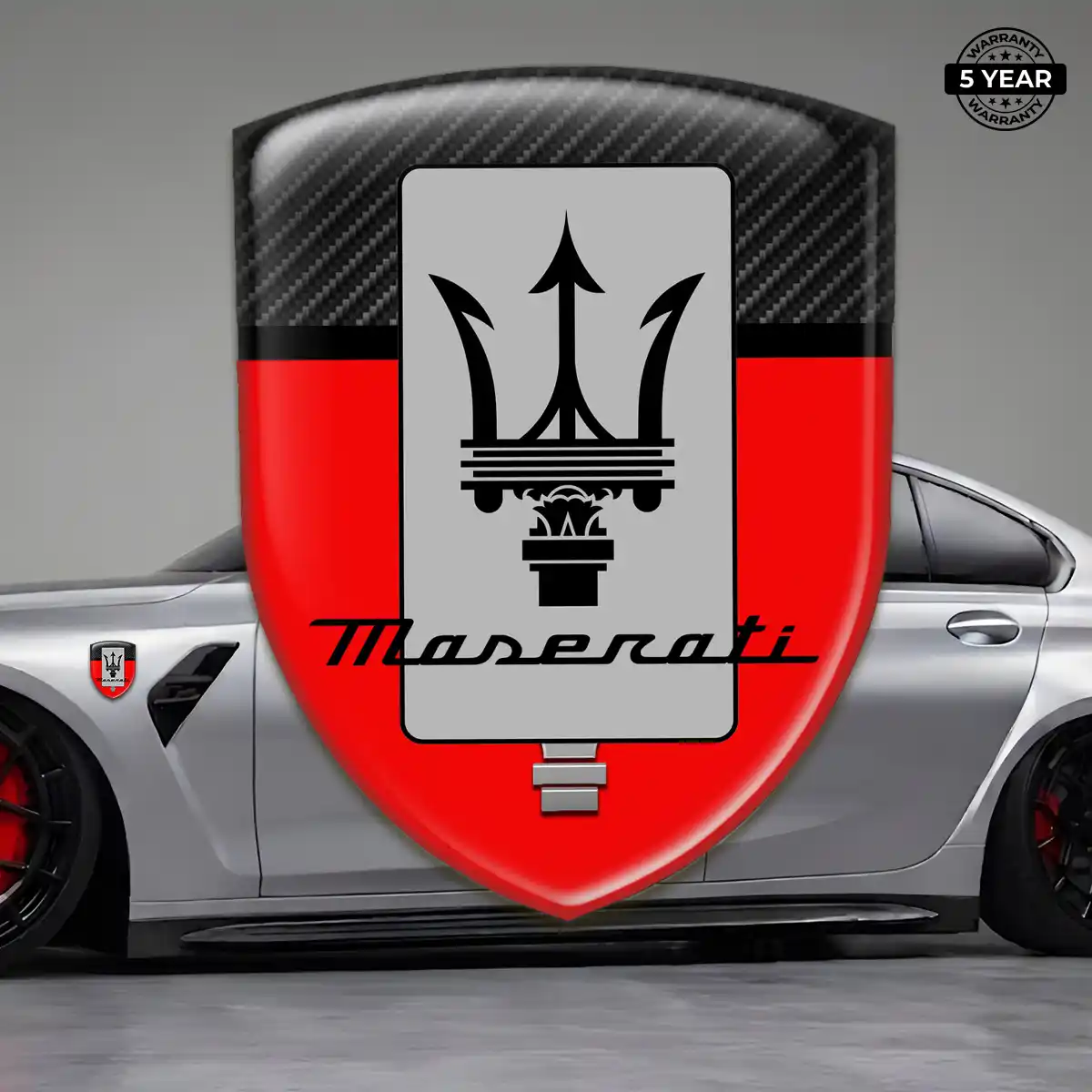 Maserati Domed Car Sticker Elite Finish