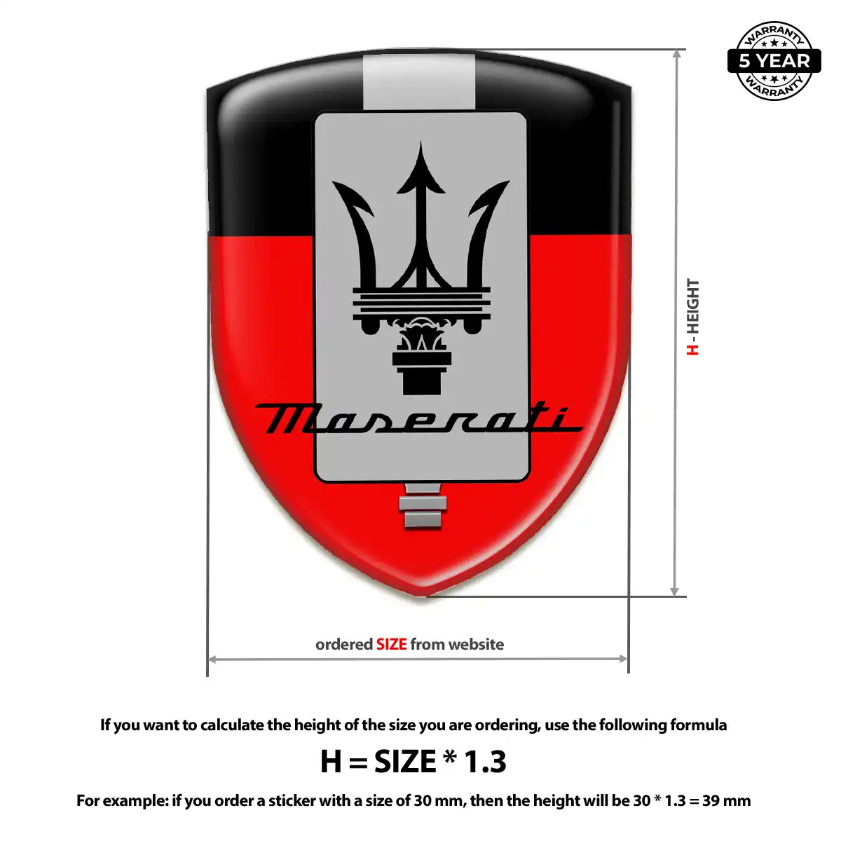 Maserati Domed Car Sticker Refined Design