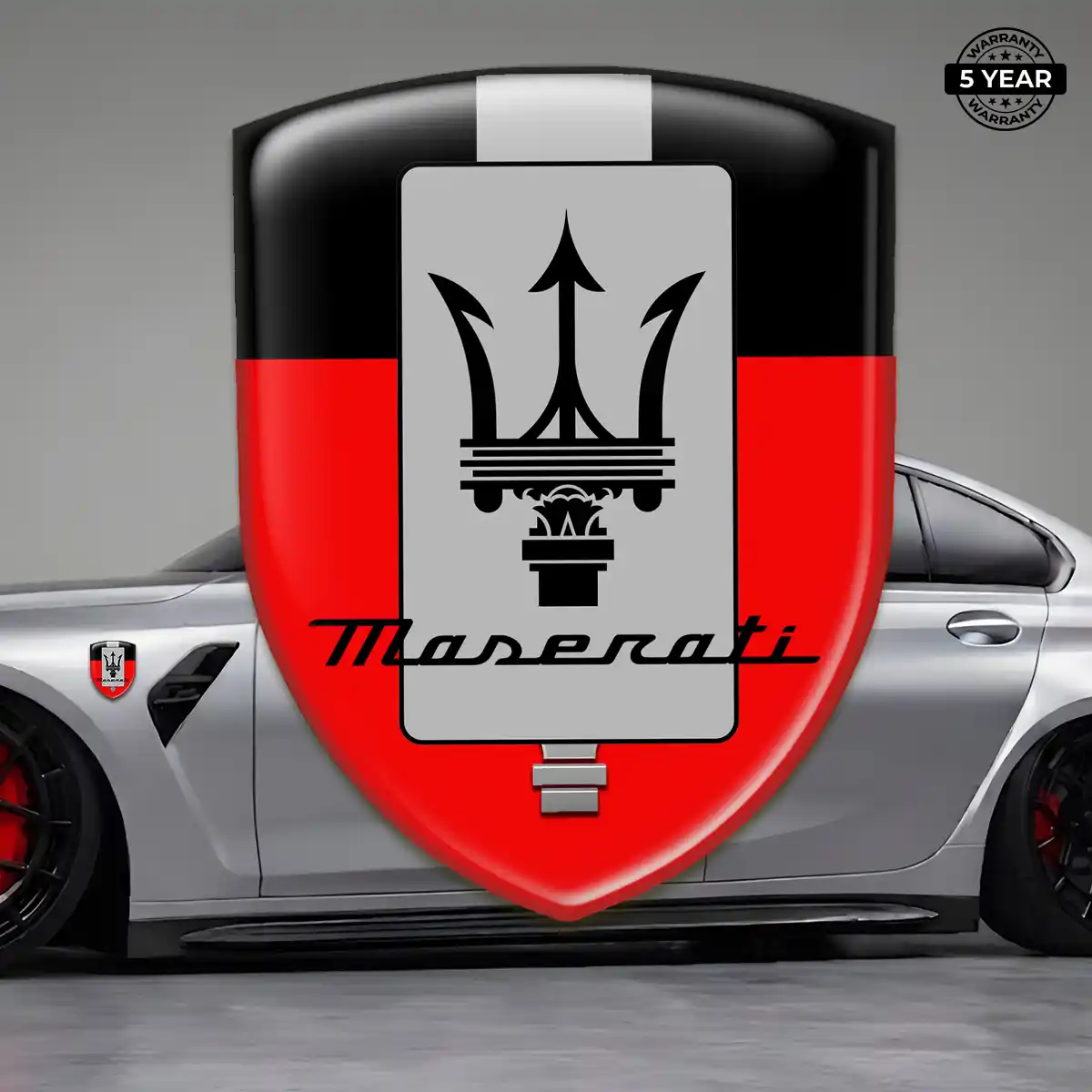 Maserati Domed Car Sticker Refined Design