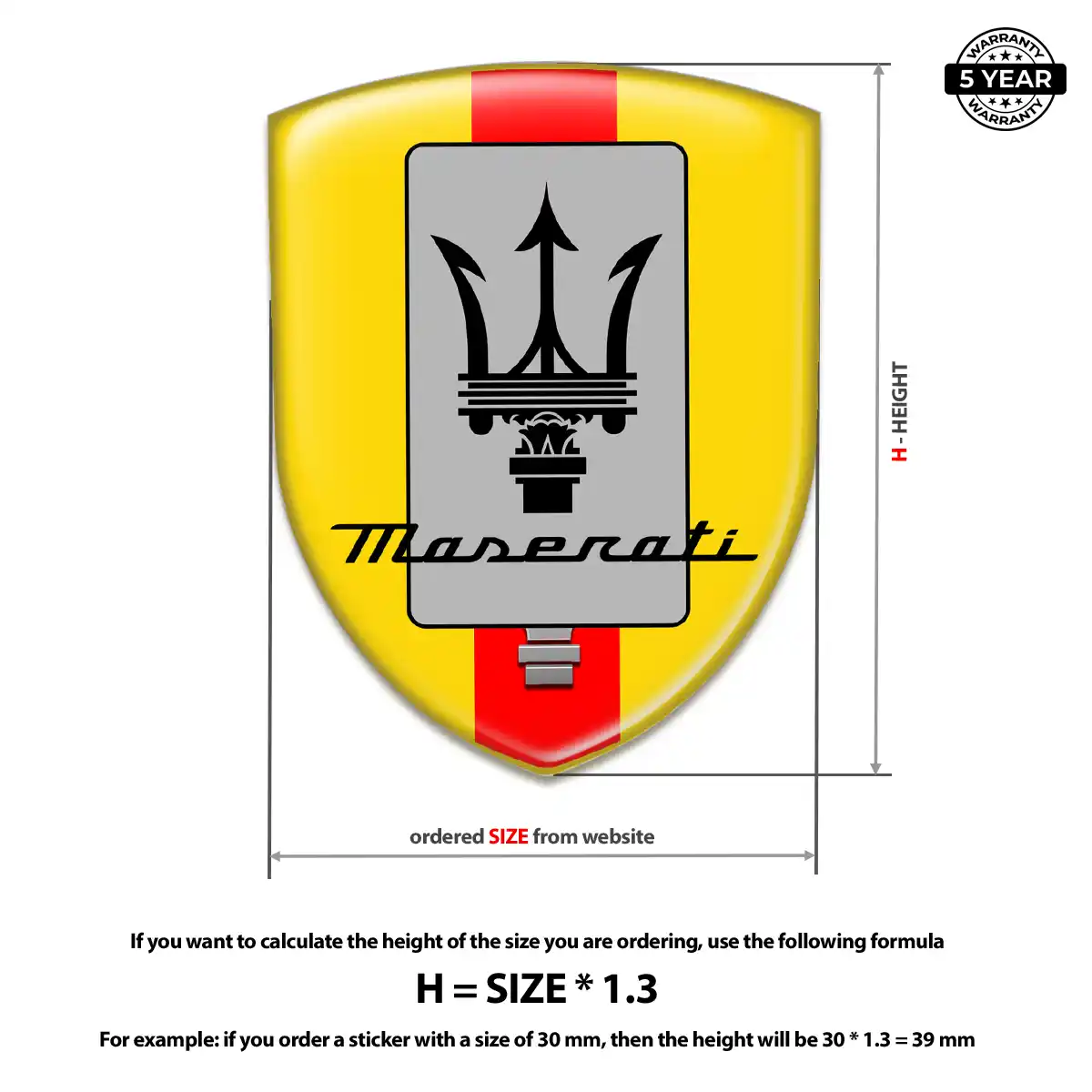 Maserati Domed Car Sticker Sleek Style
