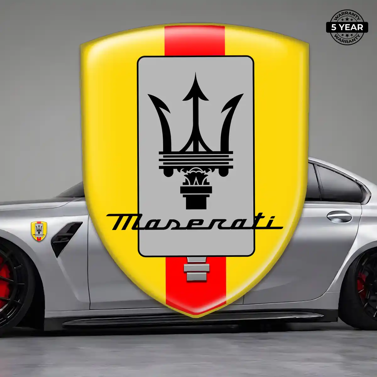 Maserati Domed Car Sticker Sleek Style