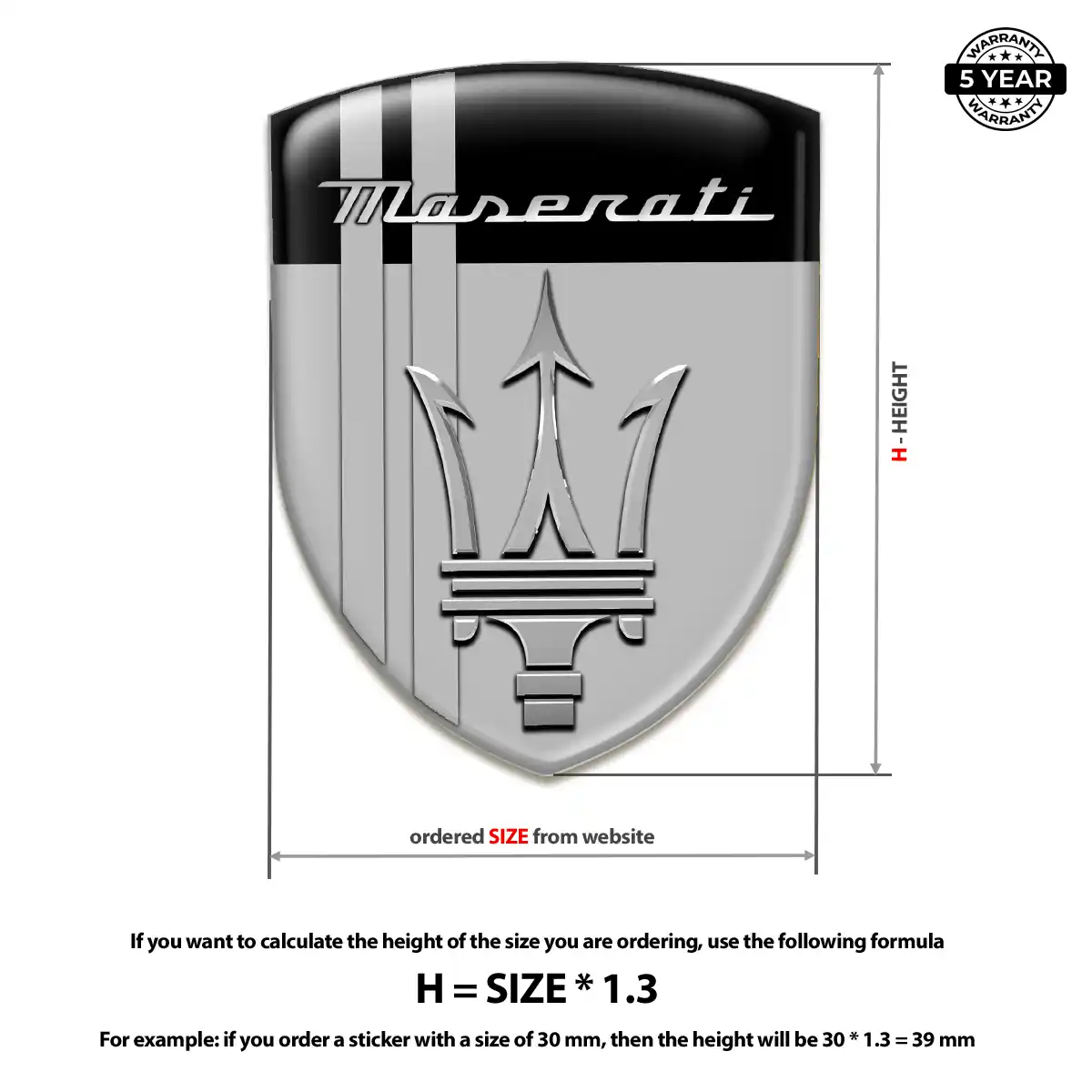 Maserati Domed Car Sticker Superior Craft