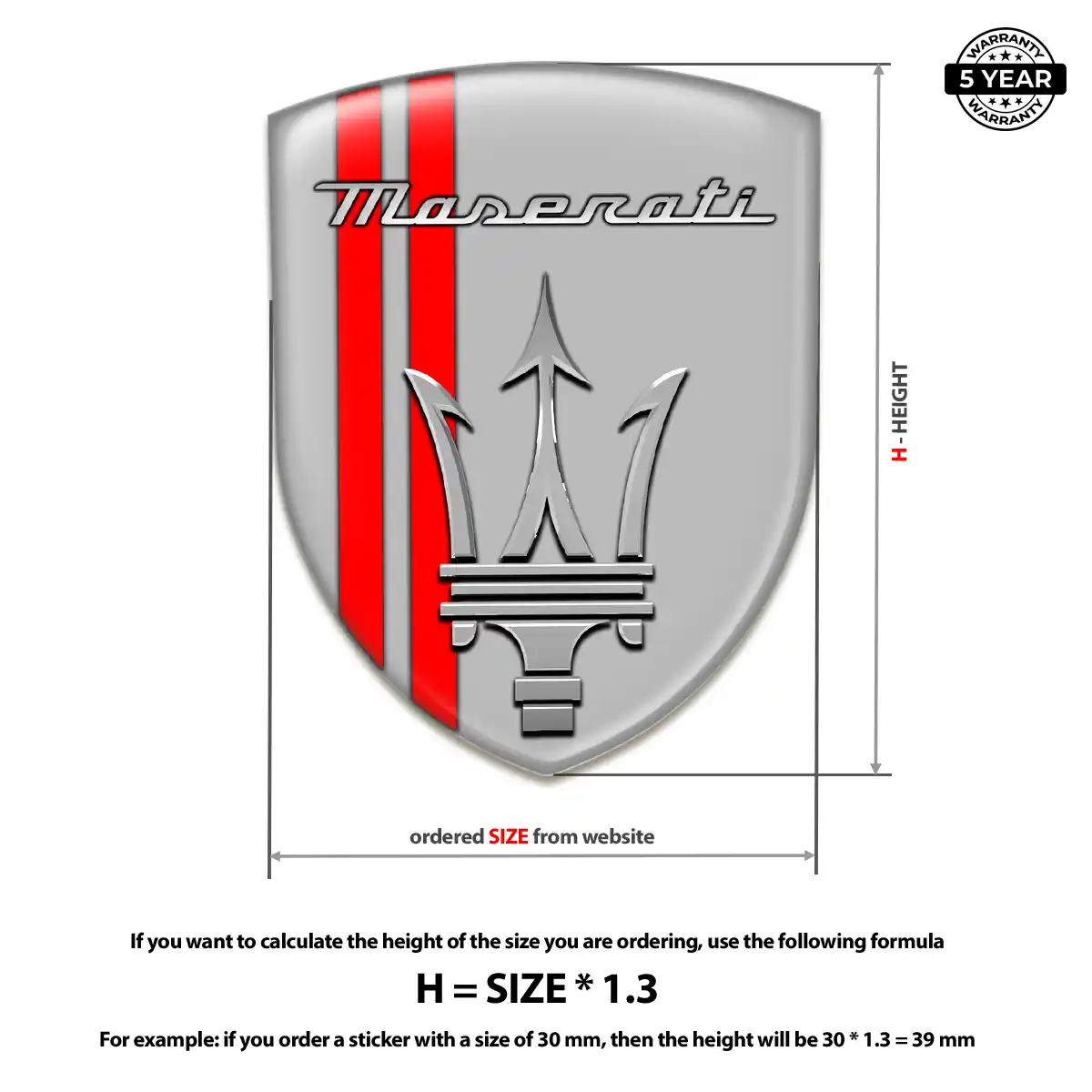 Maserati Domed Decal Elite Finish