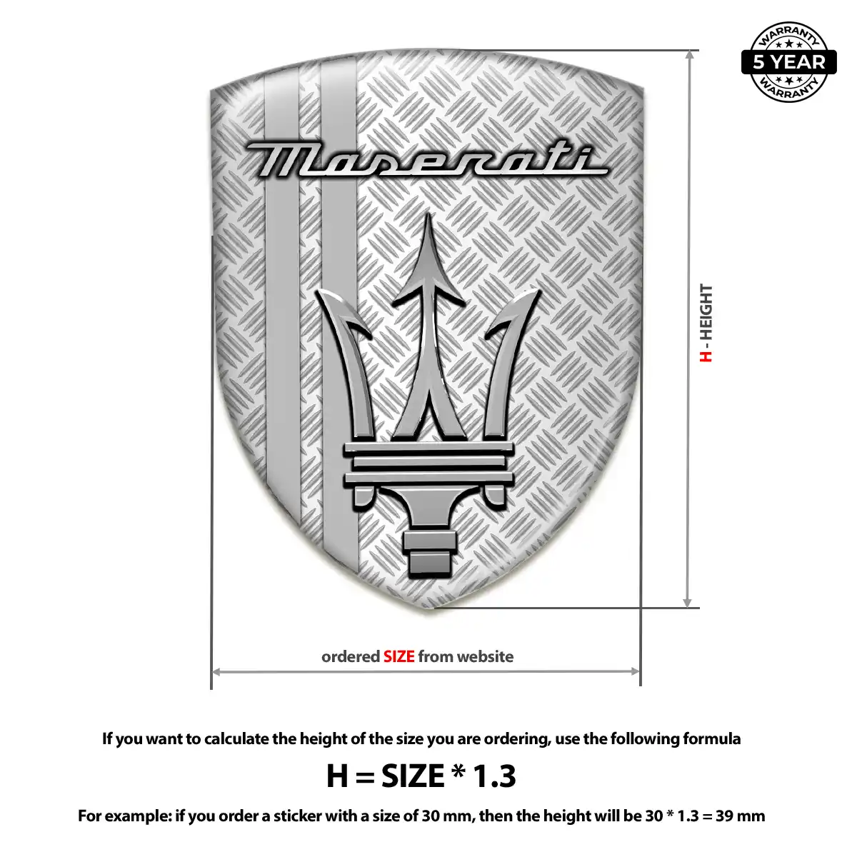 Maserati Domed Decal Refined Design