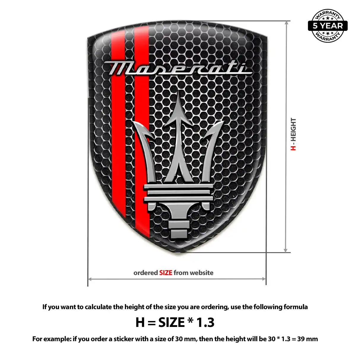 Maserati Domed Decal Sleek Style