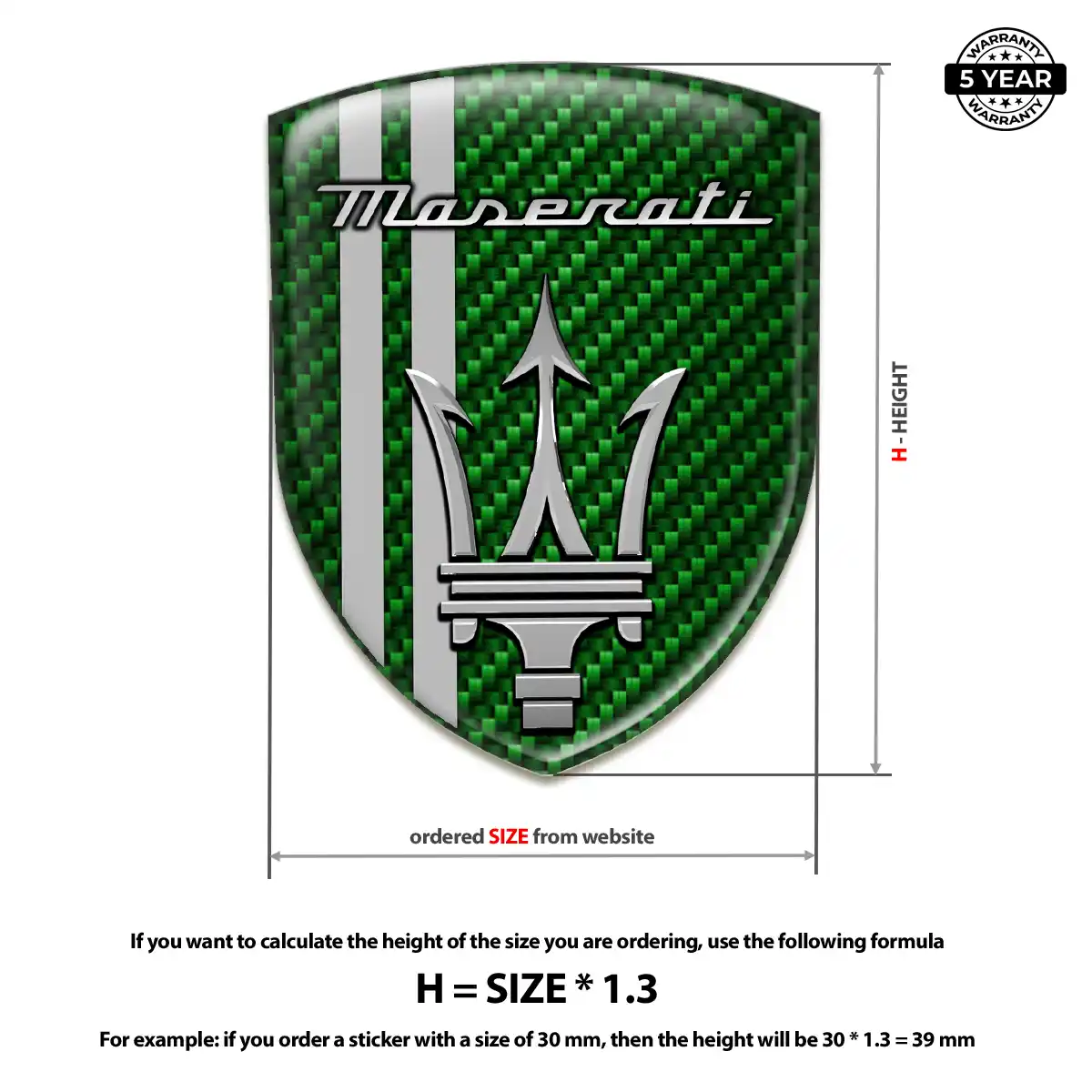 Maserati Domed Logo Decal Elite Finish