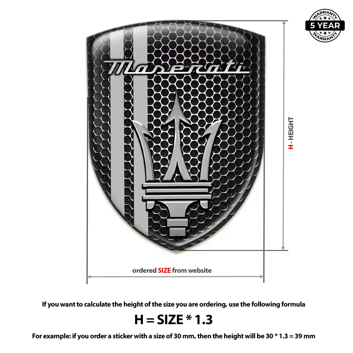 Maserati Domed Logo Decal Superior Craft