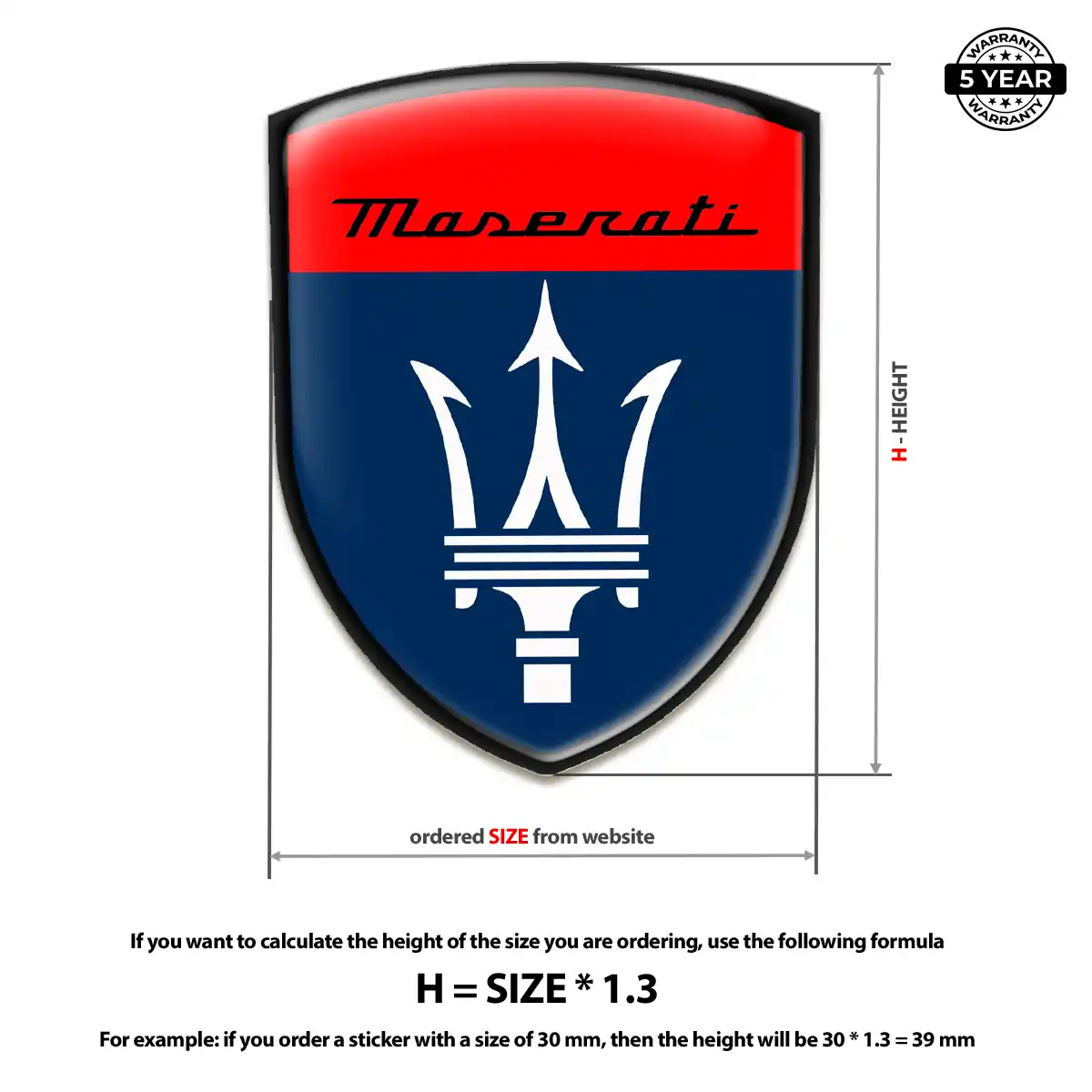 Maserati Domed Logo Sticker Elite Finish