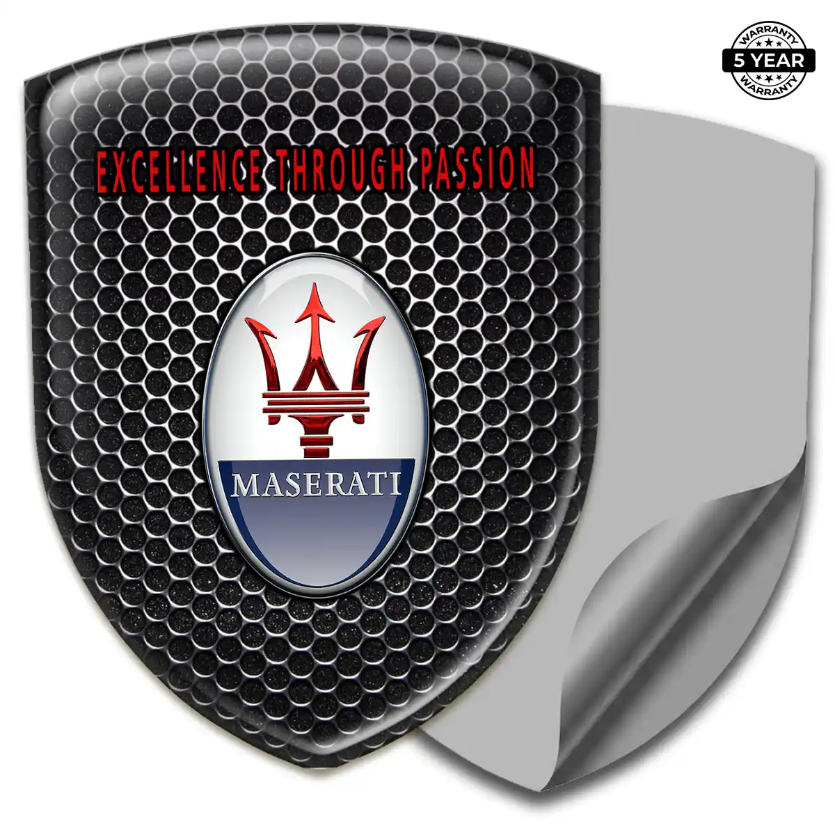 Maserati Domed Logo Sticker Refined Design