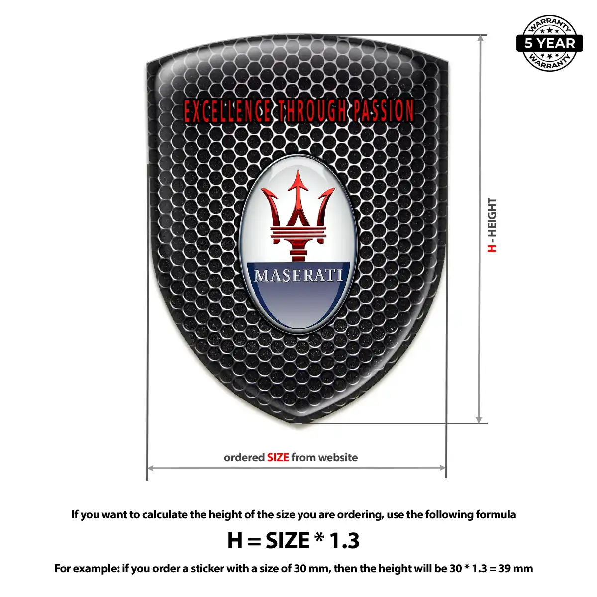Maserati Domed Logo Sticker Refined Design