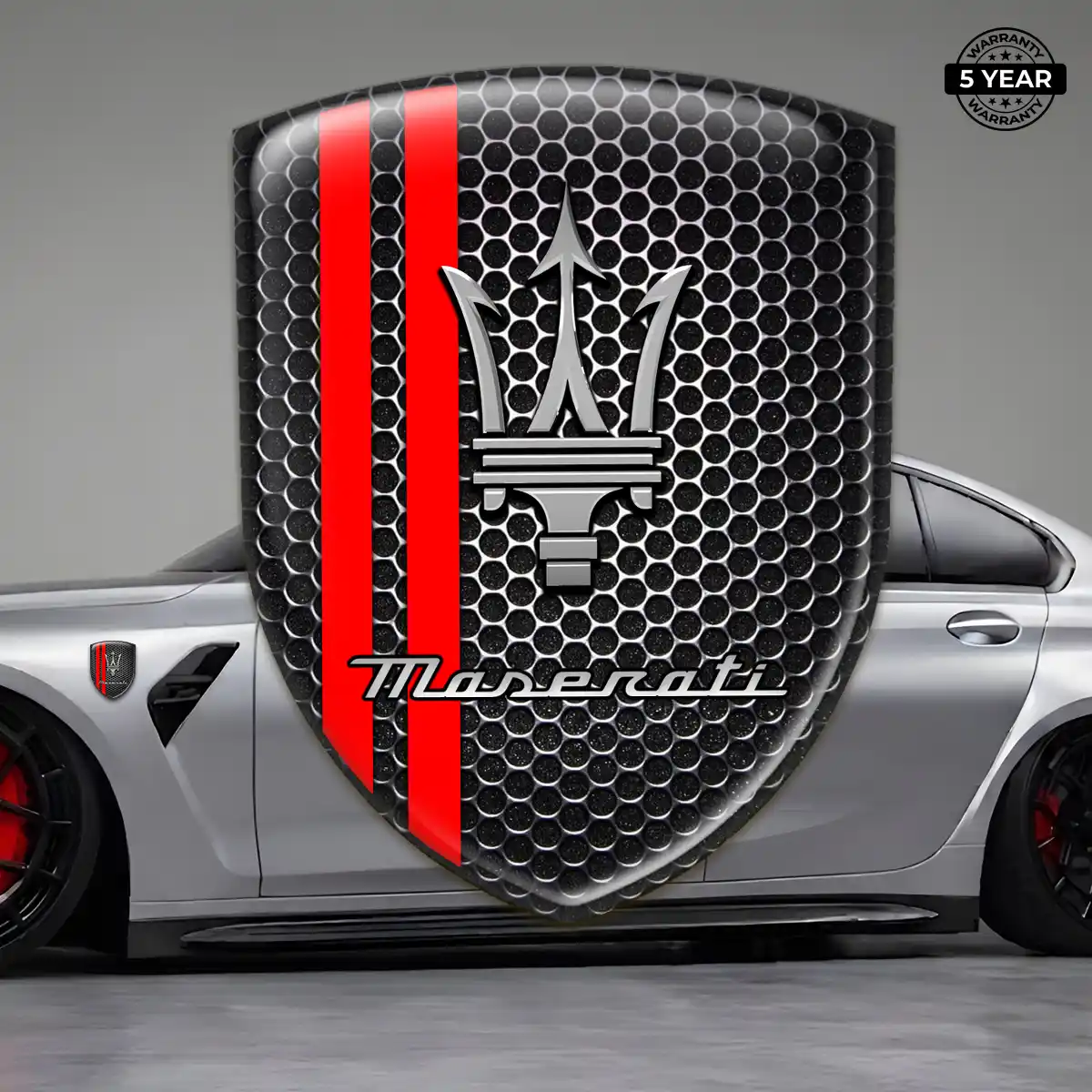 Maserati Domed Logo Sticker Sleek Style