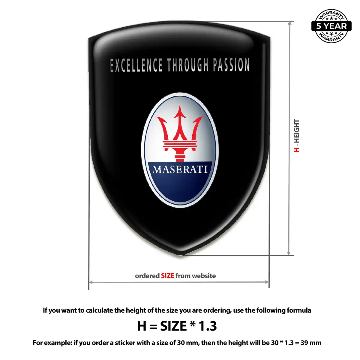 Maserati Domed Logo Sticker Superior Craft