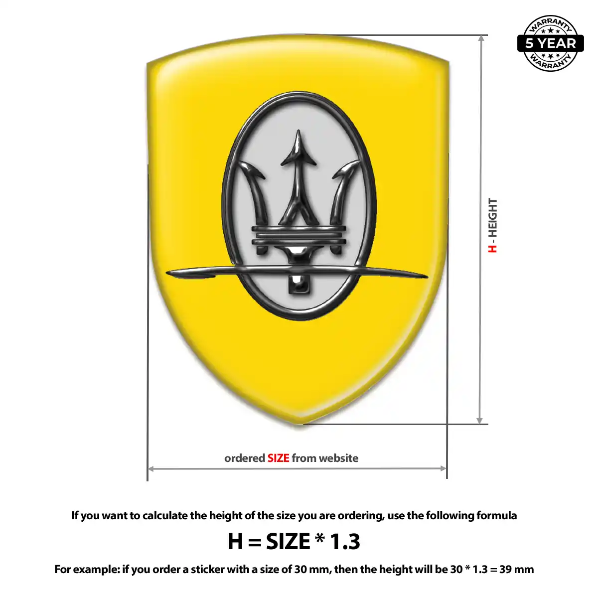 Maserati Emblem Domed Badge Elite Finish