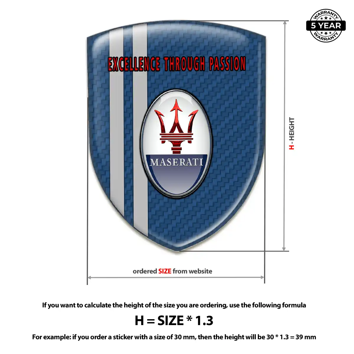 Maserati Emblem Domed Badge Prime Quality