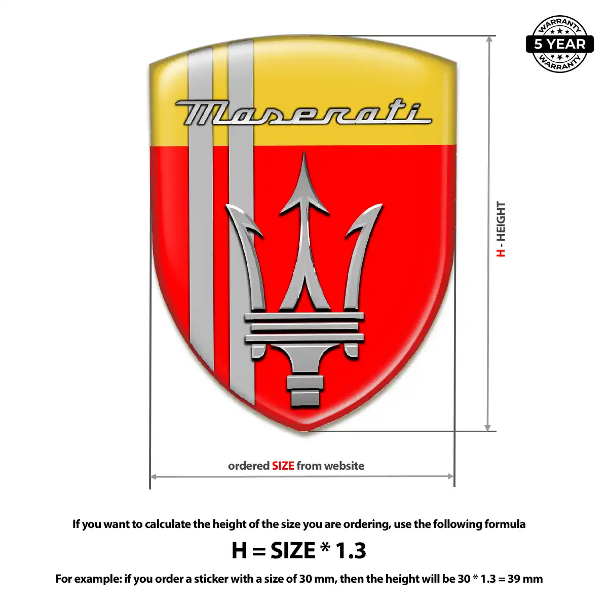 Maserati Emblem Domed Badge Superior Craft
