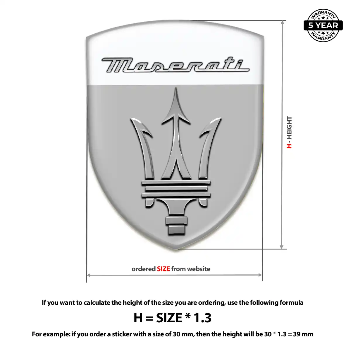 Maserati Epoxy Domed Sticker Elite Finish