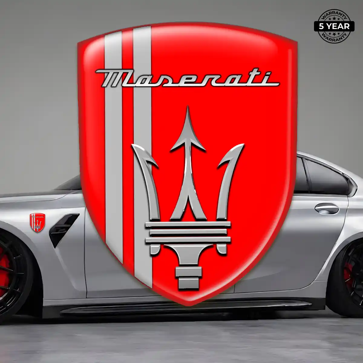 Maserati Epoxy Domed Sticker Refined Design