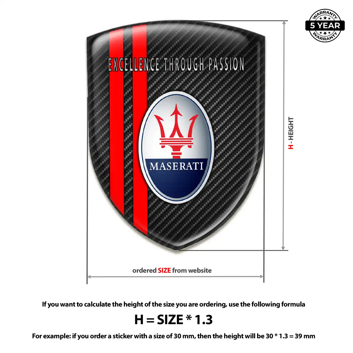 Maserati Epoxy Domed Sticker Sleek Style