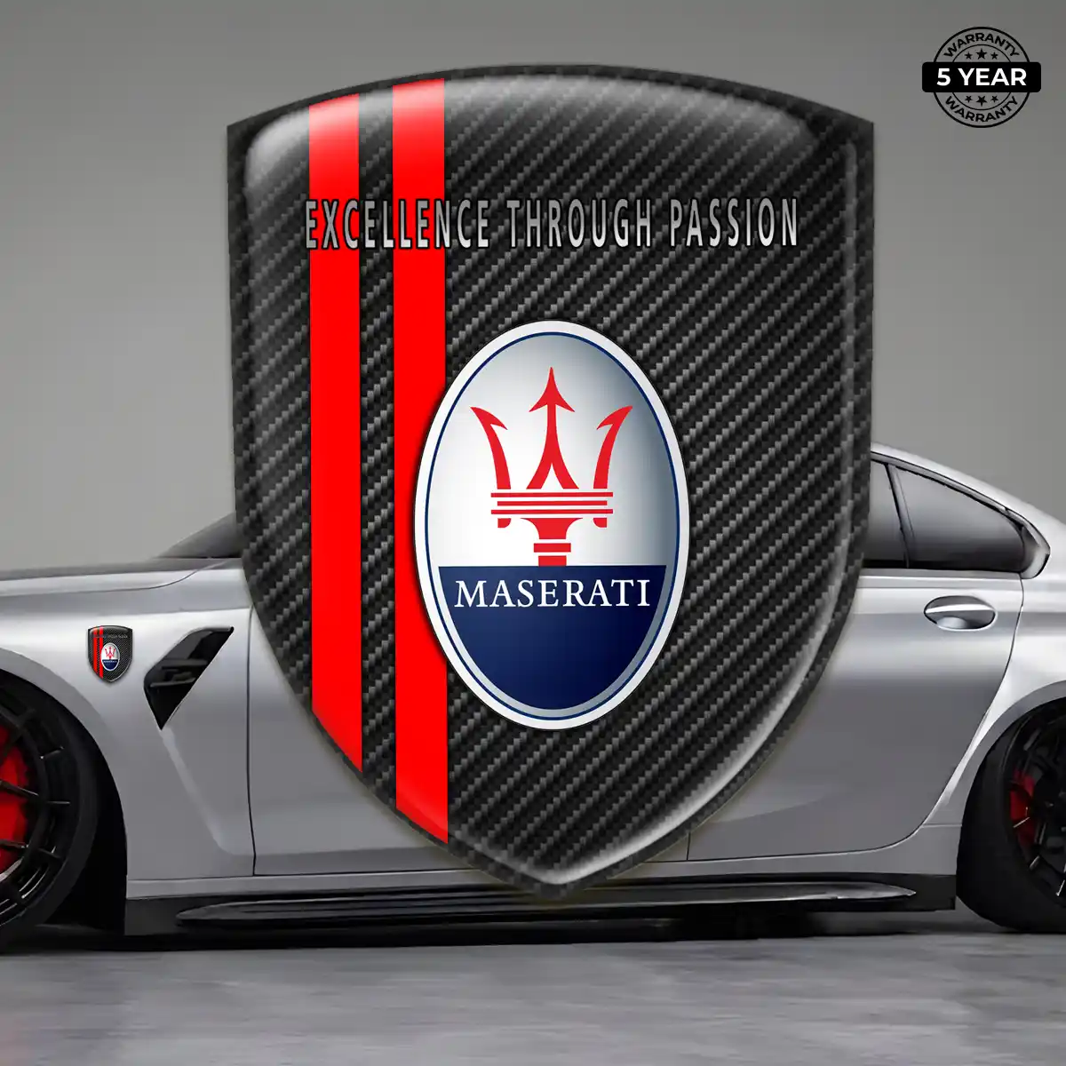Maserati Epoxy Domed Sticker Sleek Style