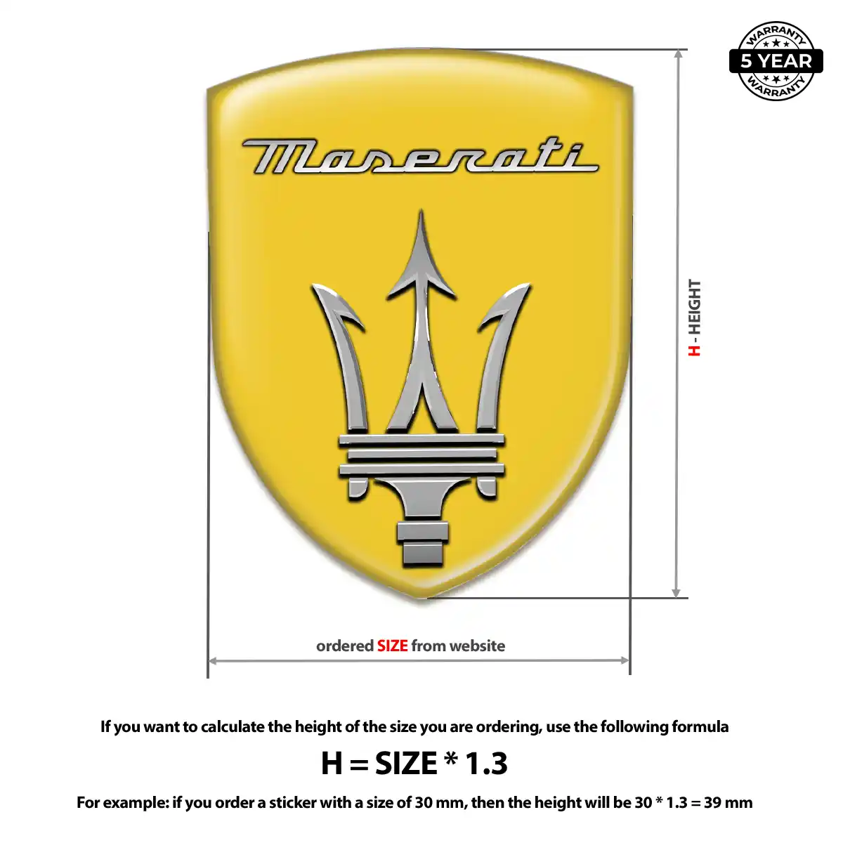 Maserati Epoxy Domed Sticker Superior Craft