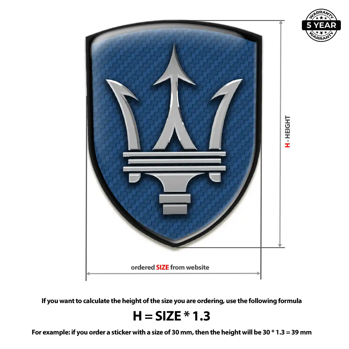 Maserati Gel Badge Sticker Elite Finish