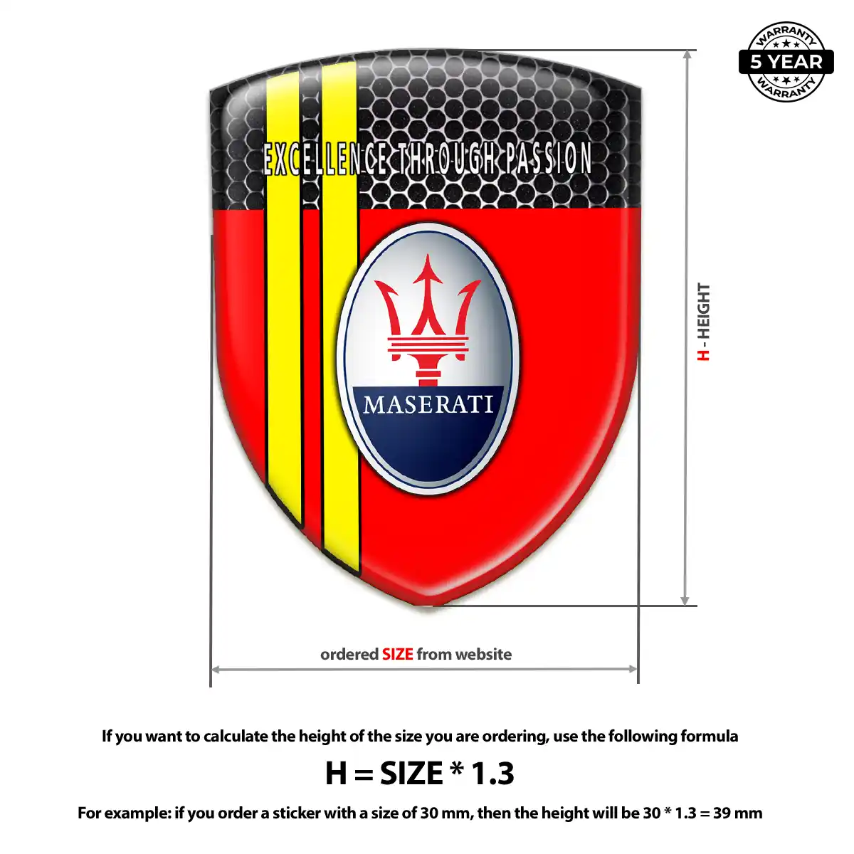 Maserati Gel Badge Sticker Refined Design