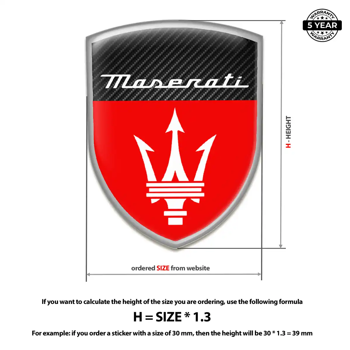 Maserati Gel Badge Sticker Superior Craft