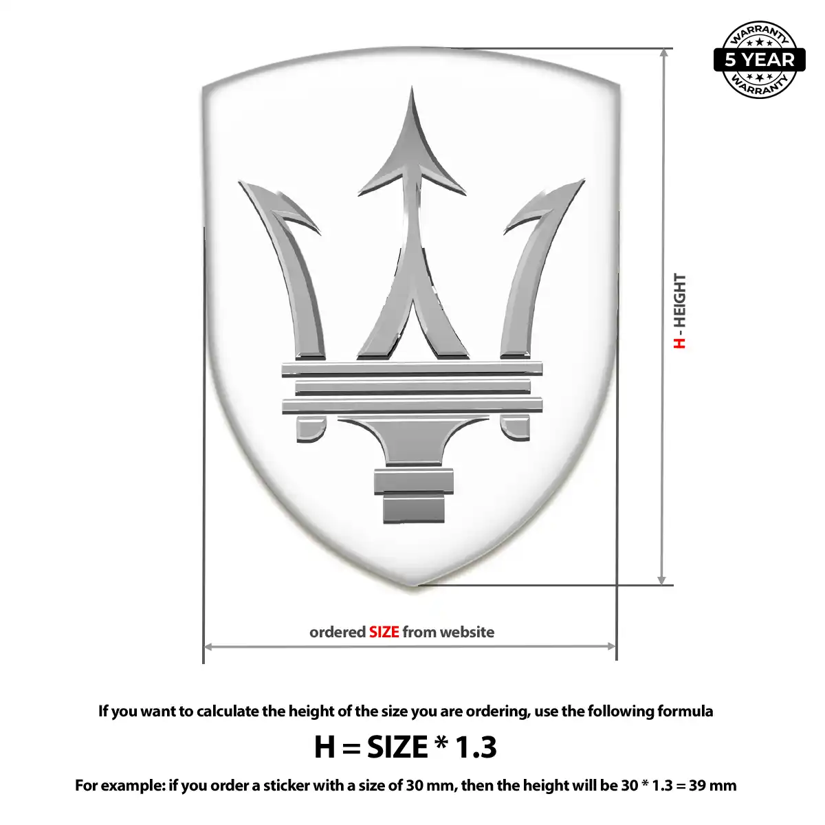 Maserati Gel Emblem Sticker Elite Finish