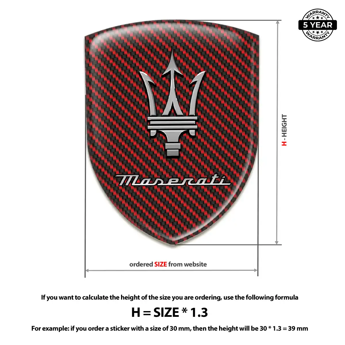 Maserati Gel Emblem Sticker Superior Craft