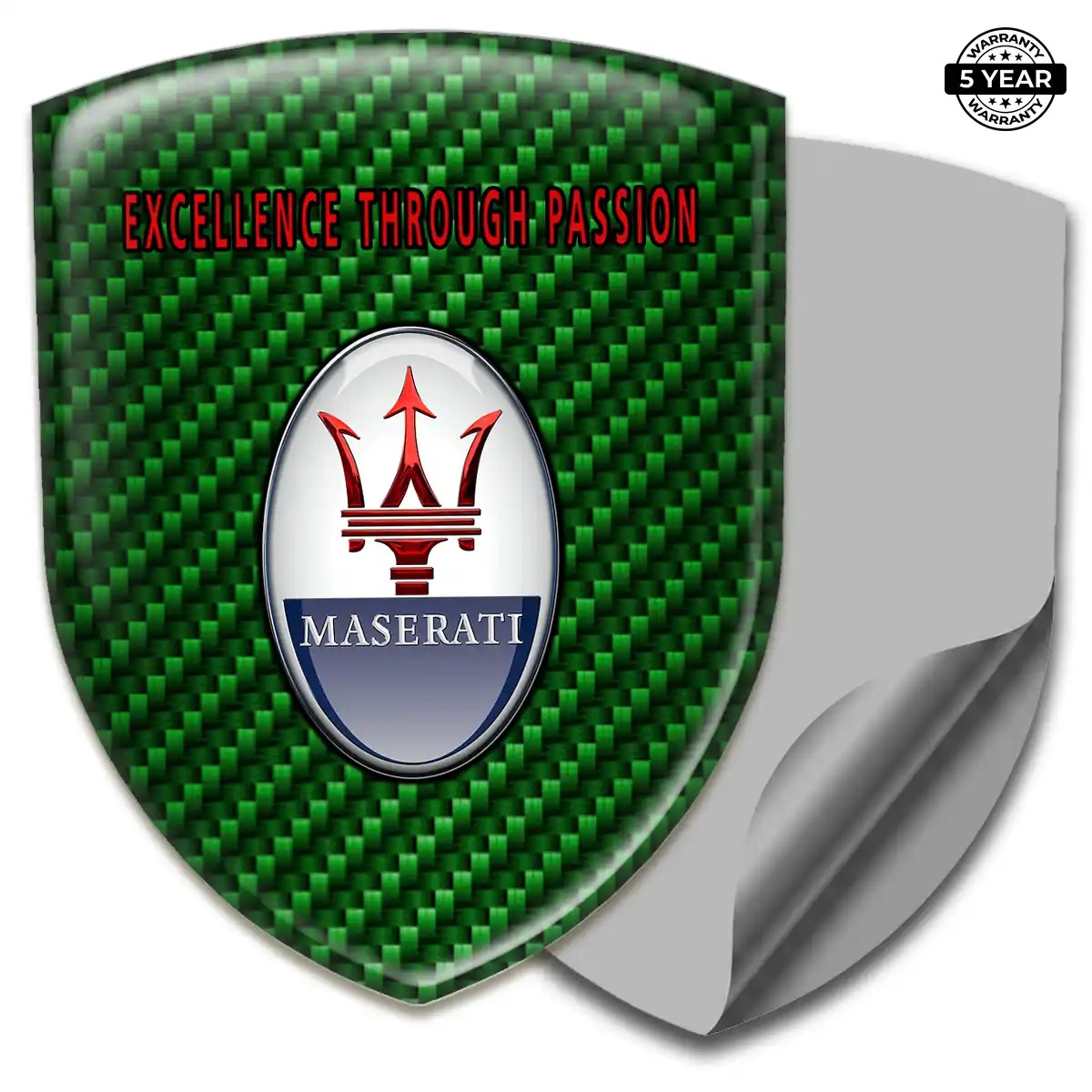 Maserati Polyurethane Domed Sticker Refined Design