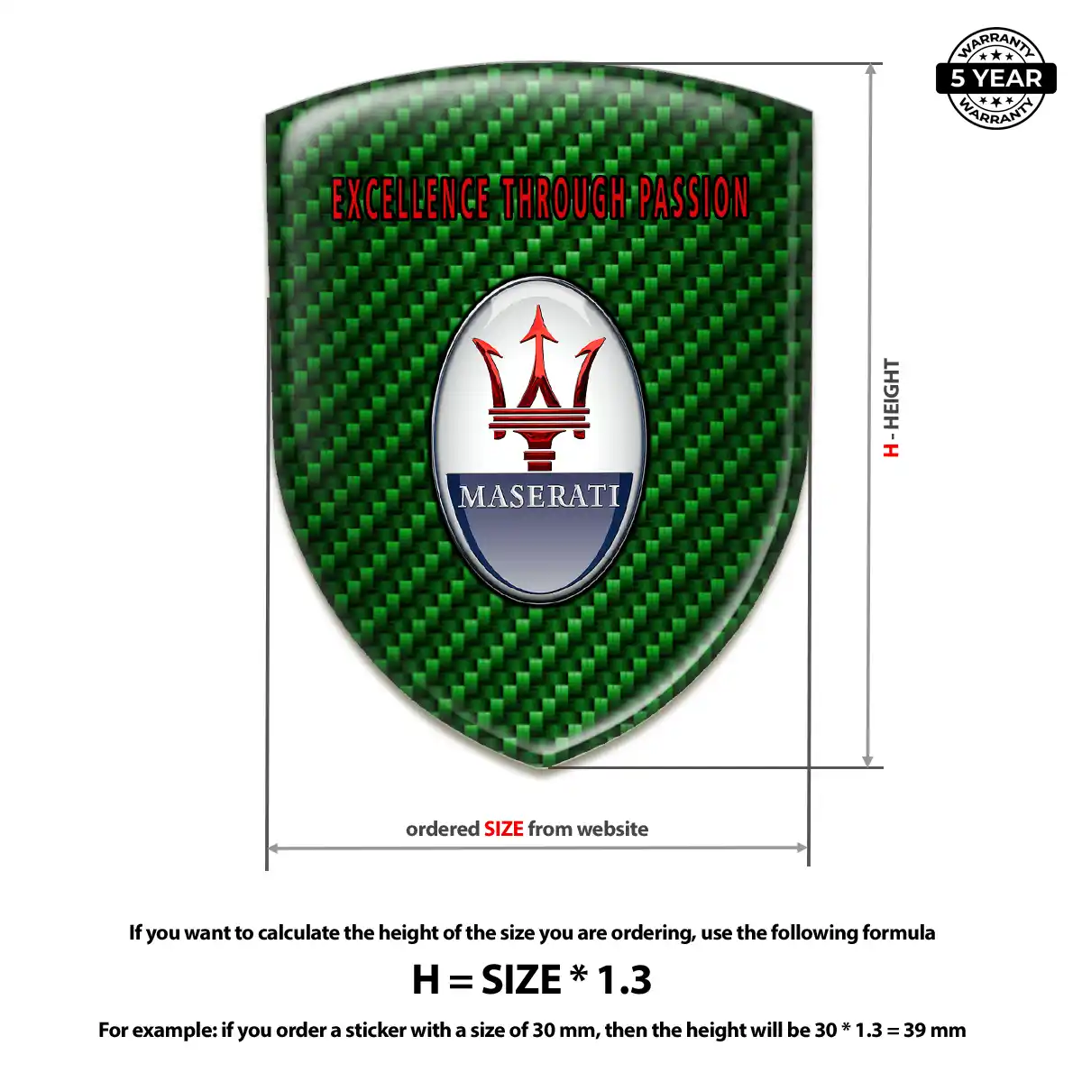 Maserati Polyurethane Domed Sticker Refined Design