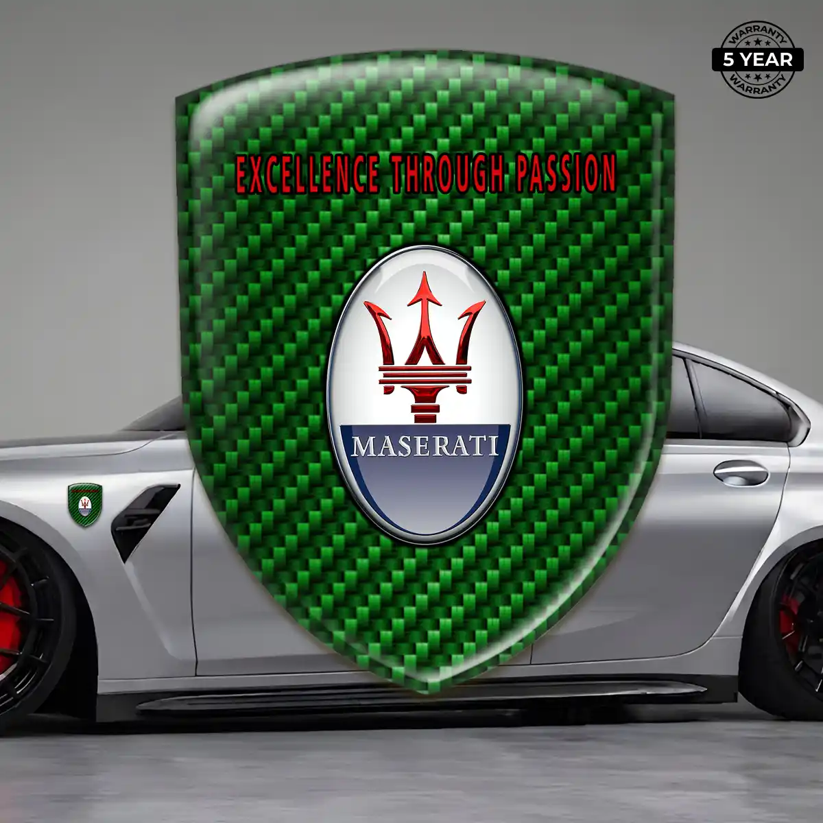 Maserati Polyurethane Domed Sticker Refined Design