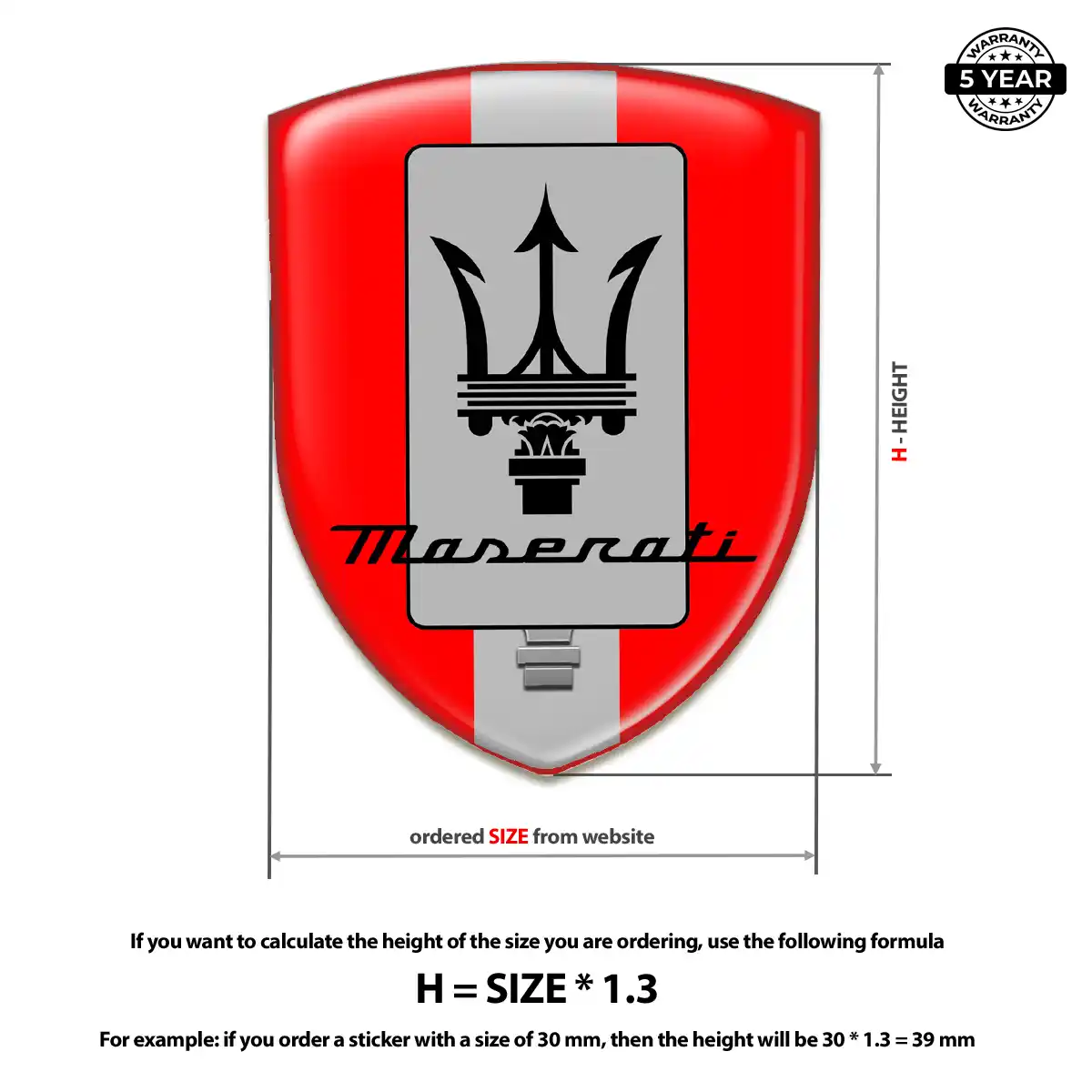 Maserati Polyurethane Domed Sticker Sleek Style