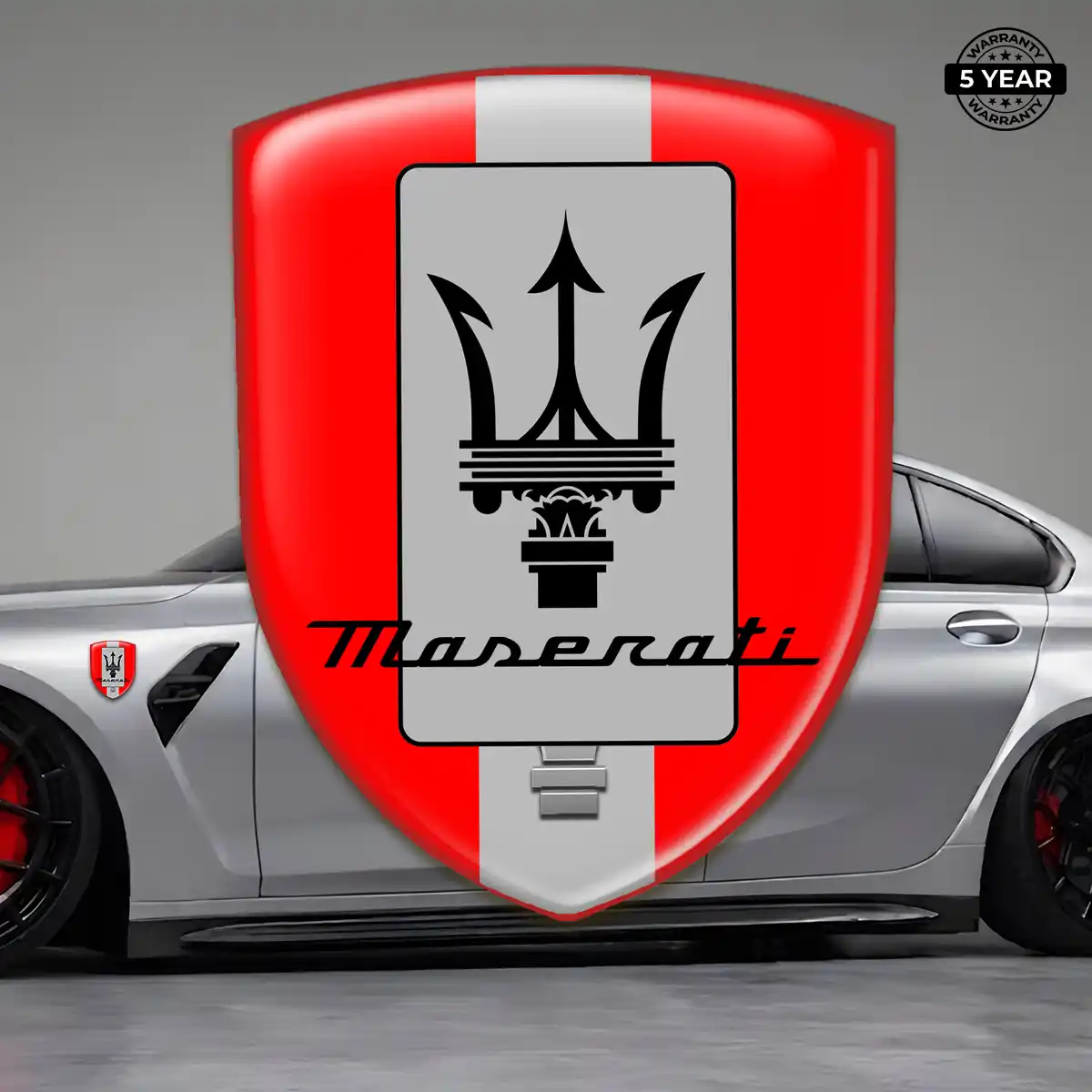 Maserati Polyurethane Domed Sticker Sleek Style
