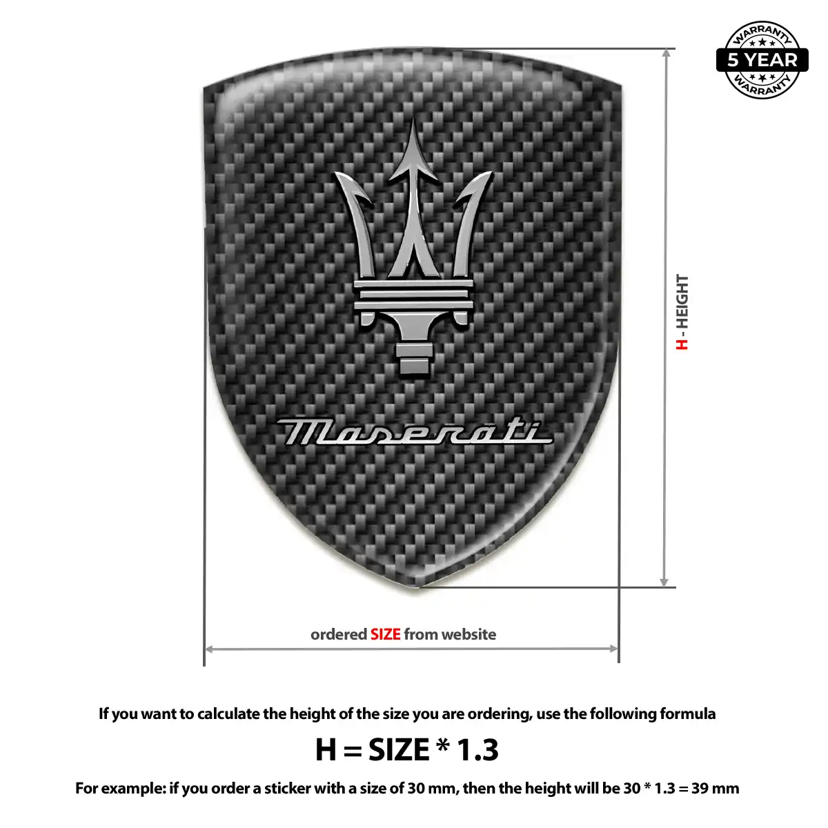 Maserati Polyurethane Domed Sticker Superior Craft