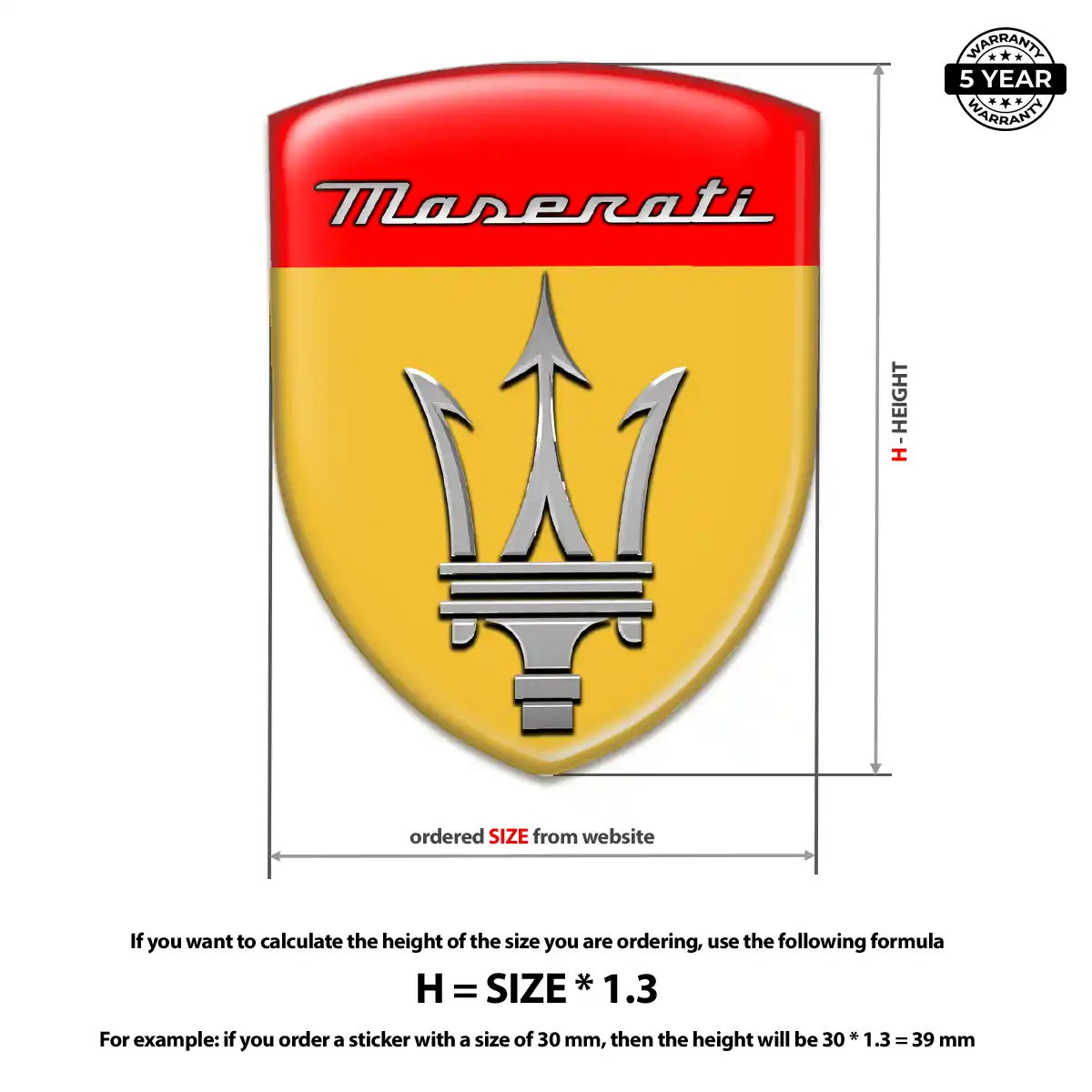 Maserati Resin Badge Sticker Elite Finish