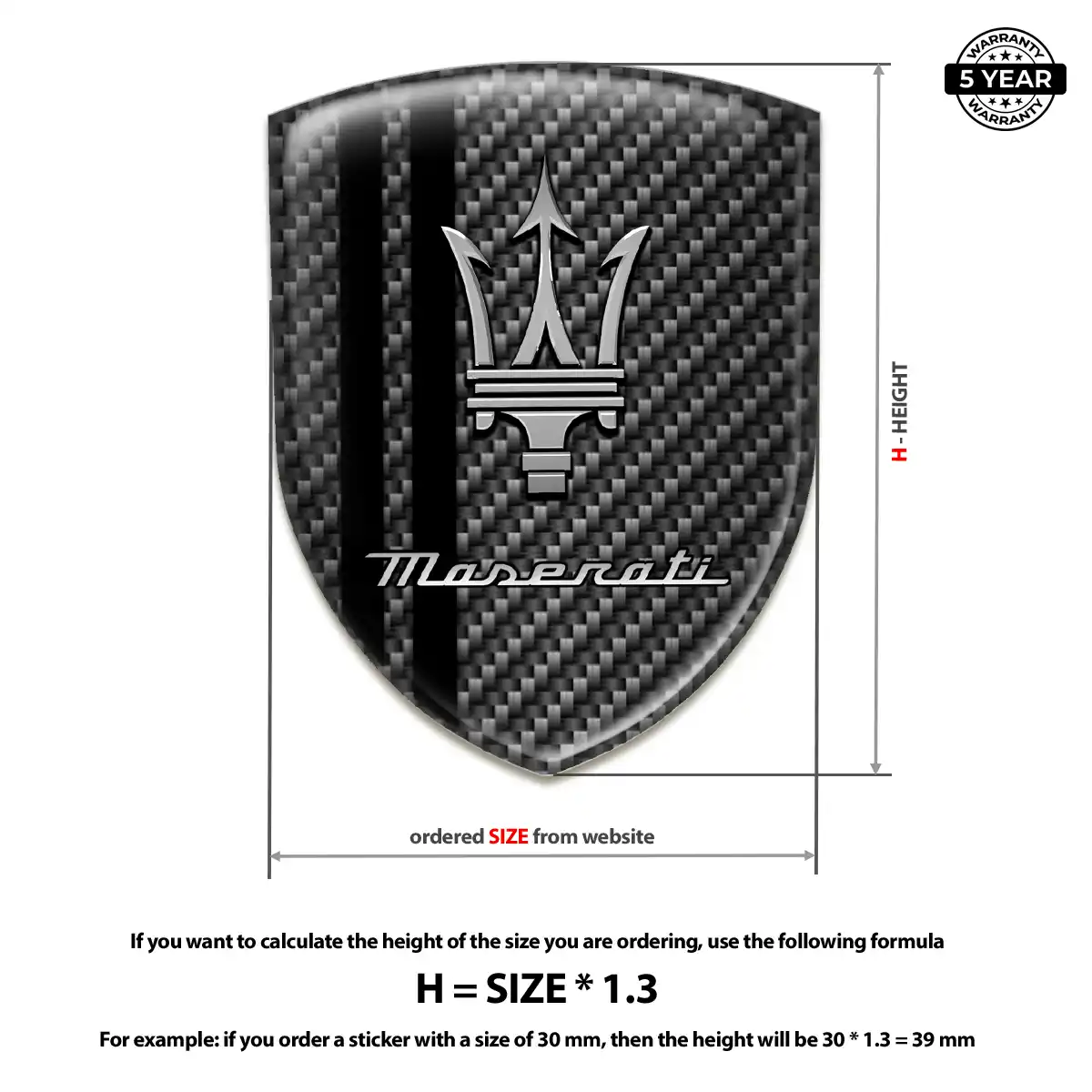 Maserati Resin Badge Sticker Refined Design