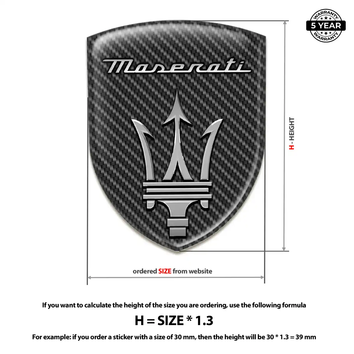 Maserati Resin Badge Sticker Sleek Style